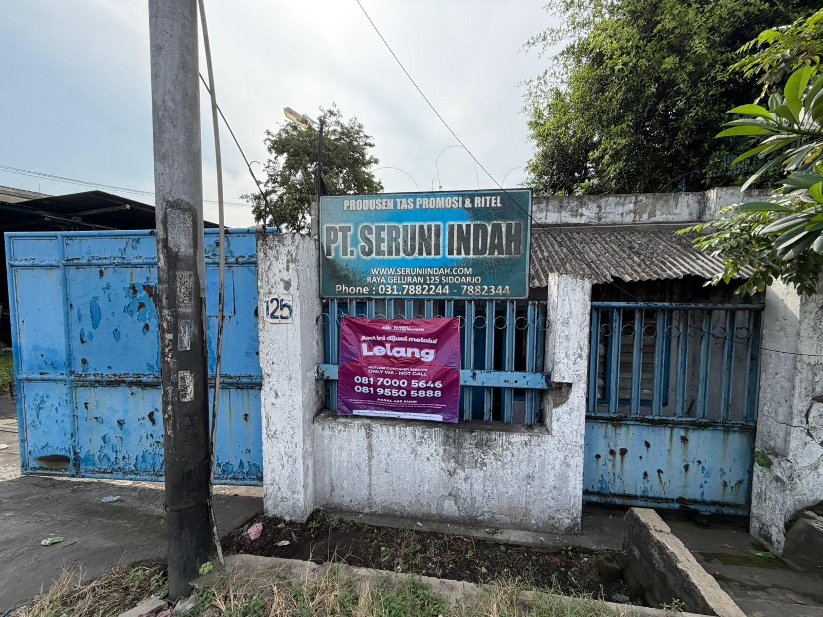 AGUNAN LELANG PABRIK, KANTOR DAN GUDANG